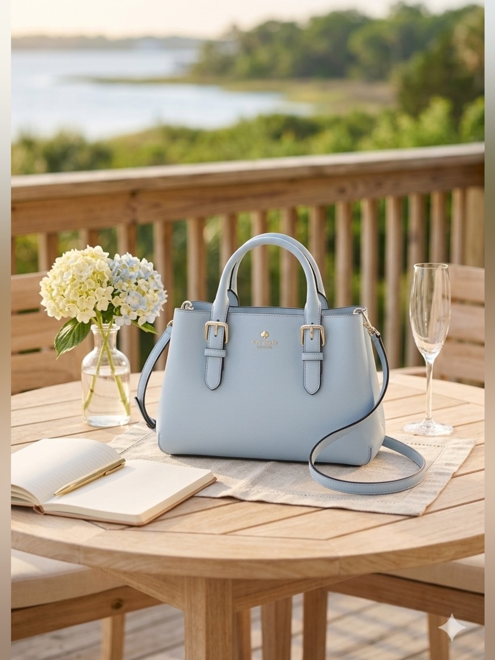 Kate Spade NWOT Cove Street Provence Satchel Light Blue Leather